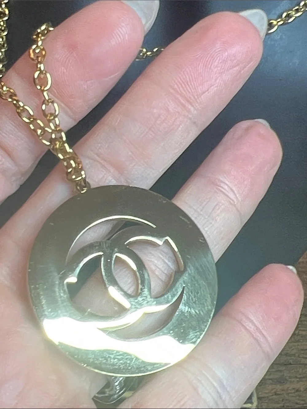 Gold-Tone Logo Medallion Pendant Necklace
